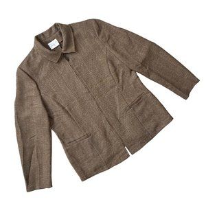 Lady G (Sweden) Herringbone Tweed Blouson Jacket Beige : L